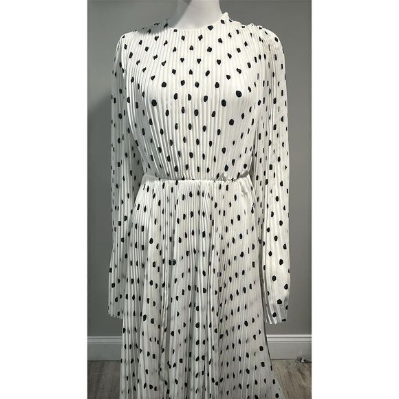 Balenciaga Pleated Polka Dot Crepe Midi Dress Size 6 (38) - Picture 7 of 15